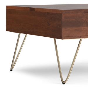 English Elm Hunter Solid Mango Wood Lift Top Coffee Table with Gold Hairpin Legs for Living B136P429104