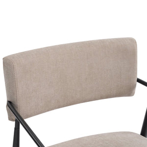 English Elm Nora Upholstered Dining Arm Chair with Black Metal Legs Mid-century Modern Style N776P272040D