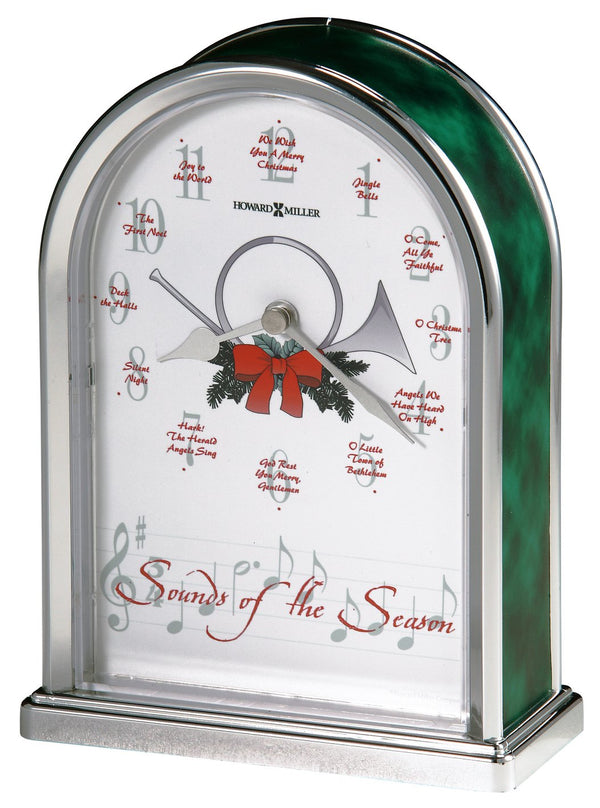 Hekman Furniture 645687 Festive Holiday Table Clock With Melodies - Elegant Silver Design & Decorative Dial  Sounds Of The Season Tabletop Clock 645687