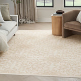 Nourison Jubilant JUB06 Machine Made Power-loomed Narrow Border Indoor Only Farmhouse Contemporary Rug Ivory Beige, Ivory Beige 100% Polypropylene 99446975508