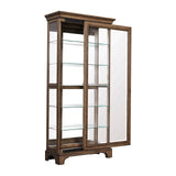 Traditional Sliding Door Curio with Glass Shelves and LED Light Brown P021768 Pulaski Furniture