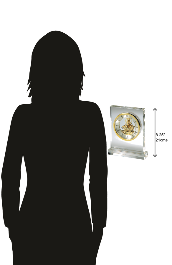Hekman Furniture 645682 Prestige Crystal Table Clock - Elegant Brass Skeleton Movement With Roman Numerals & Quartz  Prestige Tabletop Clock 645682