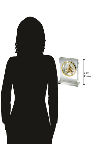 Hekman Furniture 645682 Prestige Crystal Table Clock - Elegant Brass Skeleton Movement With Roman Numerals & Quartz  Prestige Tabletop Clock 645682