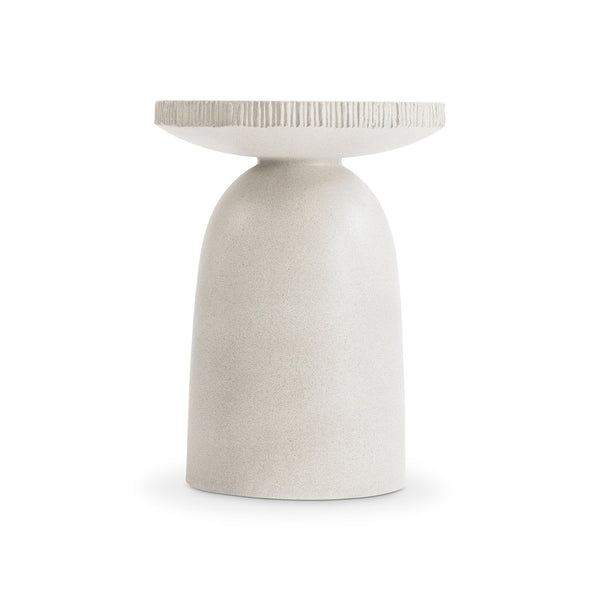 Bernhardt Bernhardt Antibes Accent Table — Sculptural Pumice Grc Side Table, Ribbed Edge, Rustic Modern Statement (18"X18"X24") 350115