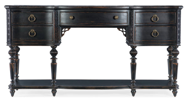 Hooker Furniture Charleston Black Cherry Five-Drawer Server With Carved Legs, Fretwork & Felt-Lined Silverware Tray (98) 6750-75907-97