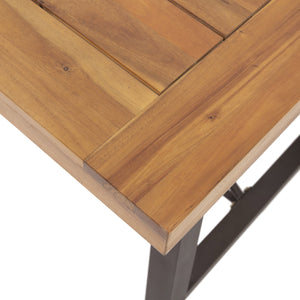 English Elm Outdoor Acacia Wood Slatted Dining Table Seats Six with Iron Base for Patio 57239.00