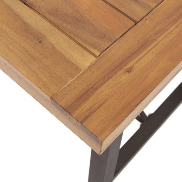 English Elm Outdoor Acacia Wood Slatted Dining Table Seats Six with Iron Base for Patio 57239.00