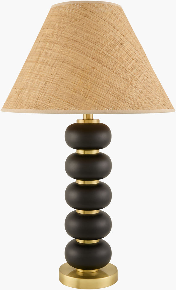 Surya Anefis Elegant 27" Accent Table Lamp With Seagrass Shade - Arts & Crafts Style For Timeless Decor Body, Black,Base, Metallic ,Gold,Shade (Outside), Brown,Shade (Inside), Clear,Finial, Metallic ,Gold,Harp, Metallic ,Gold,Cord, Translucent Rubber Wood,Iron,Seagrass,Polyester,Iron Afs-001