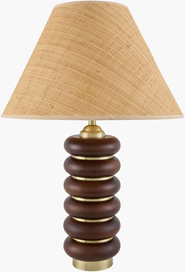 Surya Anefis Elegant 27" Accent Table Lamp With Seagrass Shade - Arts & Crafts Style For Timeless Decor Body, Dark Brown,Base, Metallic ,Gold,Shade (Outside), Brown,Shade (Inside), Clear,Finial, Metallic ,Gold,Harp, Metallic ,Gold,Cord, Translucent Rubber Wood,Iron,Seagrass,Polyester,Iron Afs-003