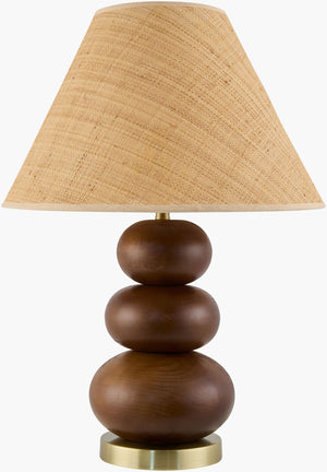 Surya Anefis Elegant 27" Accent Table Lamp With Seagrass Shade - Arts & Crafts Style For Timeless Decor Body, Dark Brown,Base, Metallic ,Gold,Shade (Outside), Brown,Shade (Inside), Clear,Finial, Metallic ,Gold,Harp, Metallic ,Gold,Cord, Translucent Rubber Wood,Iron,Seagrass,Polyester,Iron Afs-004