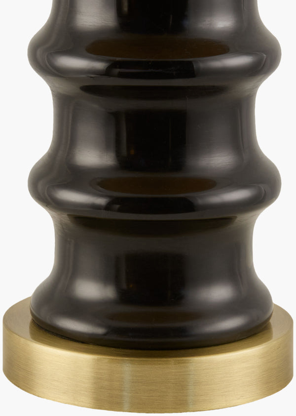 Surya Anefis Elegant 27" Accent Table Lamp With Seagrass Shade - Arts & Crafts Style For Timeless Decor Body, Black,Base, Metallic ,Gold,Shade (Outside), Brown,Shade (Inside), Clear,Finial, Metallic ,Gold,Harp, Metallic ,Gold,Cord, Translucent Ceramic,Iron,Seagrass,Polyester,Iron Afs-002