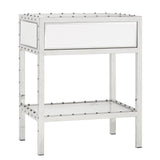 Homelegance By Top-Line Greyson Riveted Stainless-Steel Mirrored Accent Table Steel Stainless steel