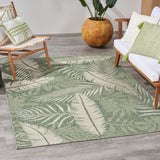 Nourison Garden Oasis GOA02 Machine Made Power-loomed Borderless Design Indoor/Outdoor Outdoor Tropical Rug Green Ivory, Green Ivory 100% Polypropylene 99446943583