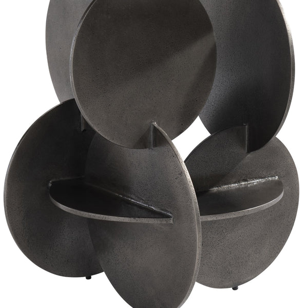 Bernhardt Bernhardt Sculptural Tribus Side Table In Graphite Cast Aluminum — Modern Accent Table 22"W X 23"H 321122