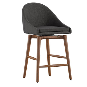 Homelegance By Top-Line Montague Mid-Century Wood Swivel Counter Height Stools (Set of 2) Dark Grey Rubberwood