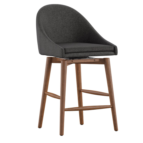 Homelegance By Top-Line Montague Mid-Century Wood Swivel Counter Height Stools (Set of 2) Dark Grey Rubberwood