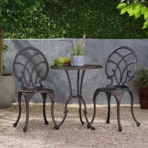 English Elm Charleston Cast Aluminum Outdoor Bistro Set Rust Resistant Copper Finish Patio Seating 50550.00COP