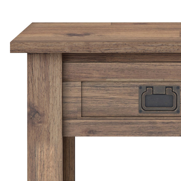 English Elm Monroe End Table - Rustic Acacia Hardwood With Aged Brown Finish, Drawer & Open Shelf Storage B136P158955