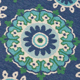 Christopher Knight Home® - Noble House - Marakesh Outdoor 5'3" X 7' Medallion Area Rug, Navy and Green