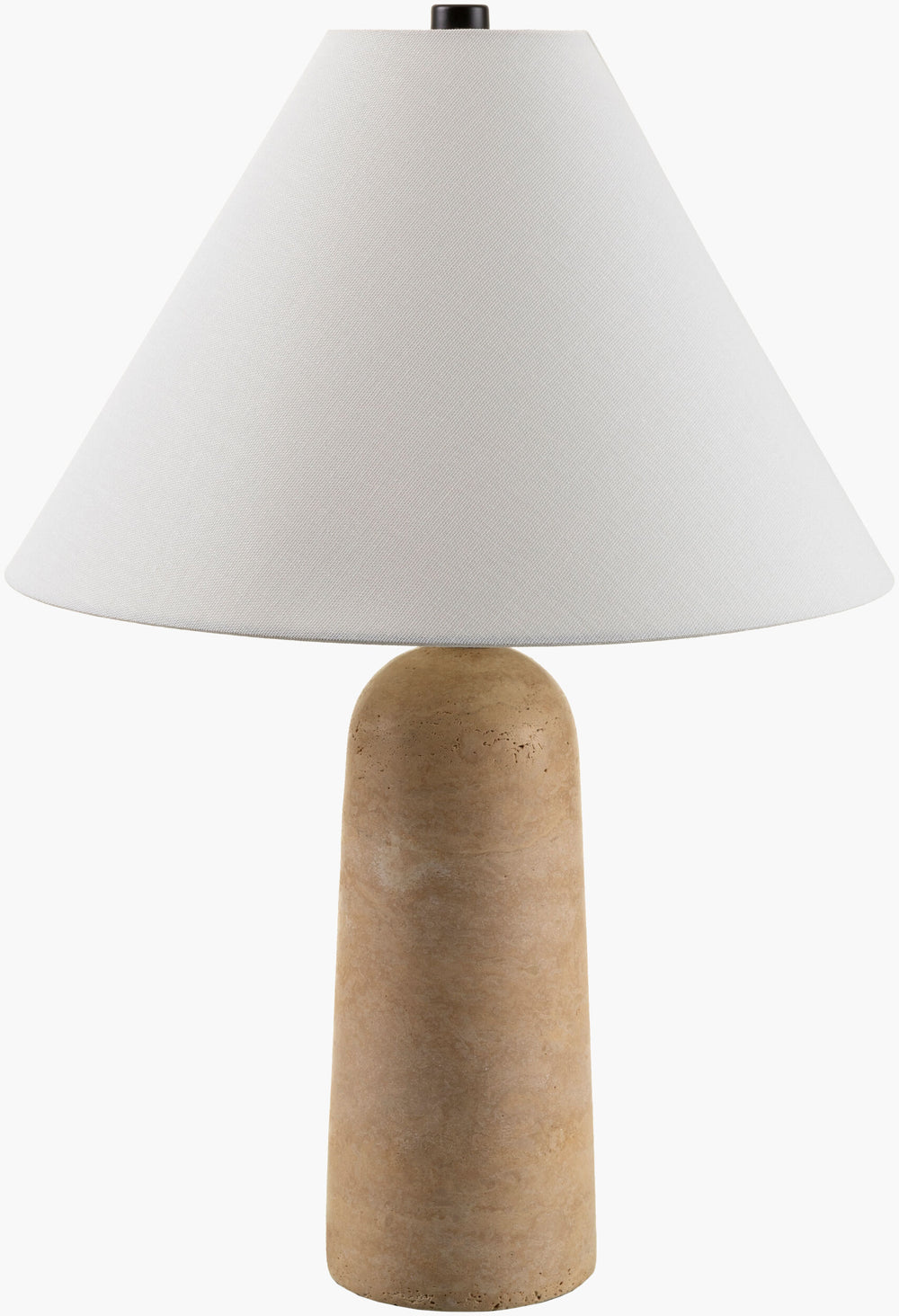 Surya Agate Accent Table Lamp – 22"H Modern Art Deco Design With Durable Travertine & Elegant Finial Body, Beige,Shade, White,Finial, Black,Harp, Metallic ,Gold,Cord, Black Travertine,Linen,Polystyrene,Iron Aga-007