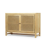 Christopher Knight Home® - Noble House - Gwendolyn Boho Handcrafted 2 Door Mango Wood Cabinet with Wicker Caning, Natural