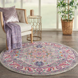 Nourison Passion PSN20 Machine Made Power-loomed Floral Border Indoor Only Bohemian  Rug Light Grey,Pink, Grey and Pink 100% Polypropylene 99446765192