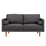 Homelegance By Top-Line Jeriah Mid-Century Tapered Leg Loveseat with Pillows Black Polyester