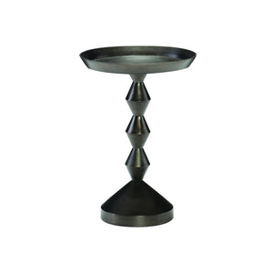 Bernhardt Bernhardt Mirabelle Cast Aluminum Round Chairside Table With Black Nickel Finish, Sculptural Pedestal (14.25"W X 20.25"H) 375162