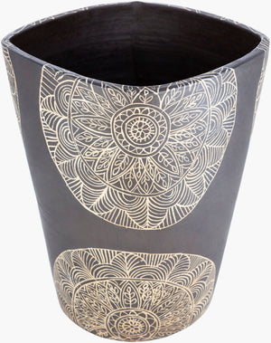 Surya Argil 13"H Terracotta Planter - Elegant Global Inspired Design For Eclectic Home Décor Charm! Black Terracotta Agi-004