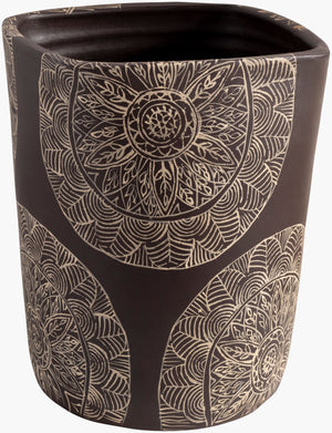 Surya Argil 13"H Terracotta Planter - Elegant Global Inspired Design For Eclectic Home Décor Charm! Black Terracotta Agi-005