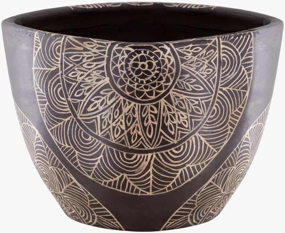 Surya Argil 13"H Terracotta Planter - Elegant Global Inspired Design For Eclectic Home Décor Charm! Black Terracotta Agi-006