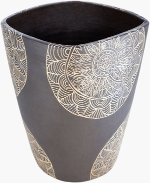 Surya Argil 13"H Terracotta Planter - Elegant Global Inspired Design For Eclectic Home Décor Charm! Black Terracotta Agi-004