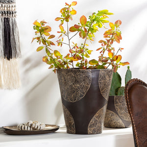 Surya Argil Terracotta Artisan Planter Handcrafted Earthy Decor for Shelves and Entryways AGI-004