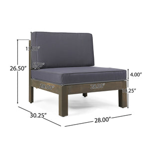 English Elm Oana Modular Outdoor Sectional Sofa Set Solid Acacia Wood Five Seat Patio Corner 64497-98-99.00DGY-64496.00GRY