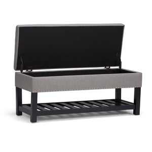 English Elm Lomond Storage Ottoman Bench In Dove Grey - Stylish Seating With Hidden Storage & Open Slat Shelf B136P159127