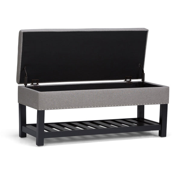 English Elm Lomond Storage Ottoman Bench In Dove Grey - Stylish Seating With Hidden Storage & Open Slat Shelf B136P159127