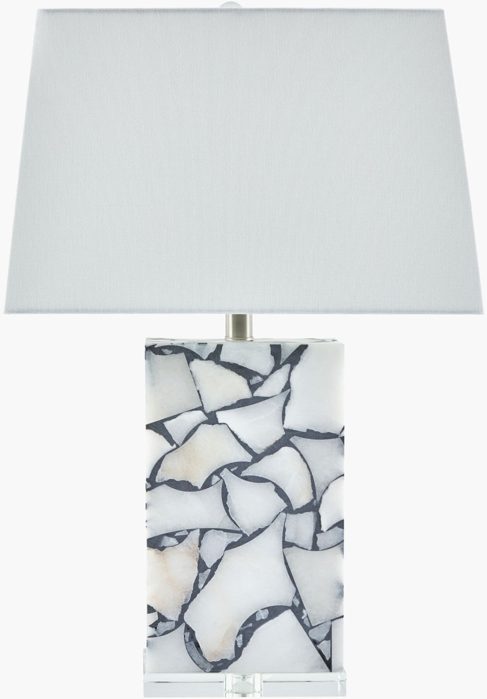 Livabliss Angelo Stone Body Crystal Base Table Lamp with Linen Shade for Bedroom or Living Room AGL-002