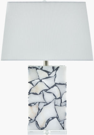 Livabliss Angelo Stone Body Crystal Base Table Lamp with Linen Shade for Bedroom or Living Room AGL-002
