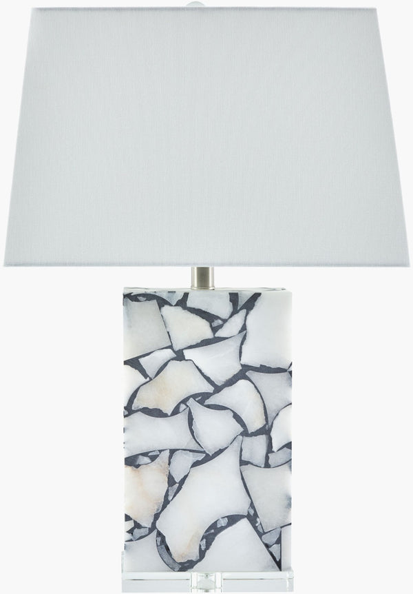 Livabliss Angelo Stone Body Crystal Base Table Lamp with Linen Shade for Bedroom or Living Room AGL-002