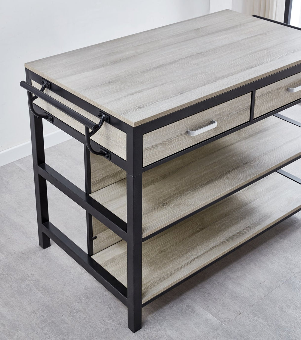 English Elm Steve Silver - Carson Counter Height 3-Pc Dining Set in Pearl Silver – Weathered Driftwood Finish, Storage Drawers & Towel Racks B081S00319