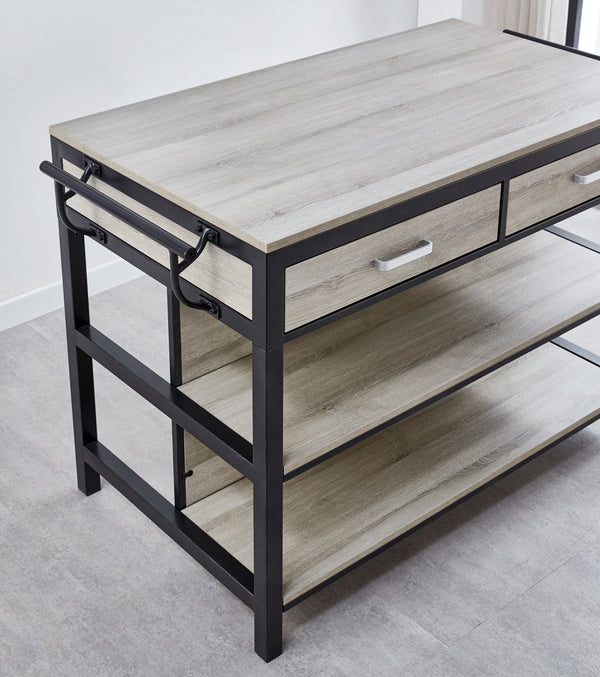 English Elm Steve Silver - Carson Counter Height 3-Pc Dining Set in Pearl Silver – Weathered Driftwood Finish, Storage Drawers & Towel Racks B081S00319