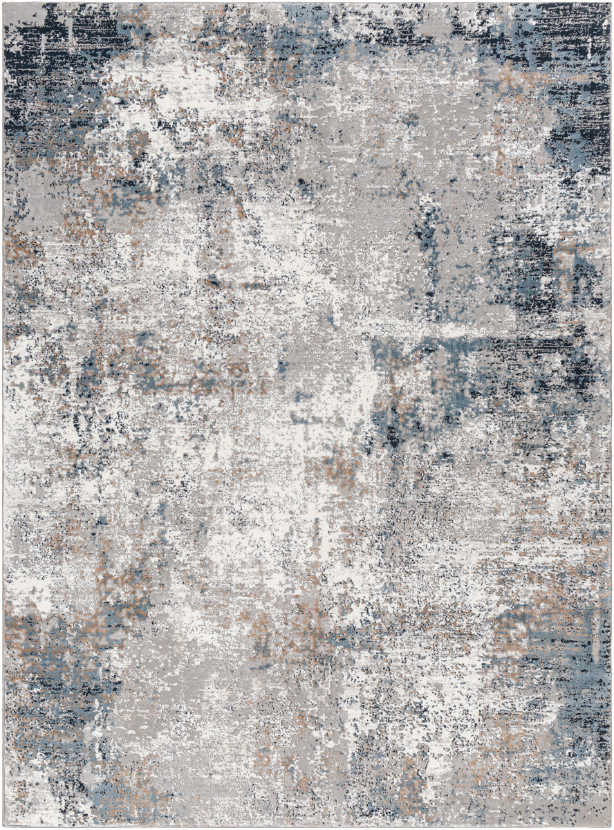 Allegro Plus AGP-2303 9'2" x 12' Machine Woven Rug AGP2303-9212  Ivory, Medium Gray, Charcoal, Teal, Amber Surya