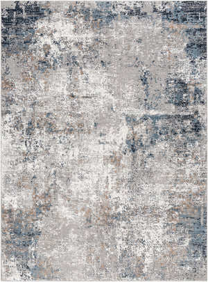 Allegro Plus AGP-2303 9'2" x 12' Machine Woven Rug AGP2303-9212  Ivory, Medium Gray, Charcoal, Teal, Amber Surya