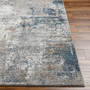 Allegro Plus AGP-2303 9'2" x 12' Machine Woven Rug AGP2303-9212  Ivory, Medium Gray, Charcoal, Teal, Amber Surya