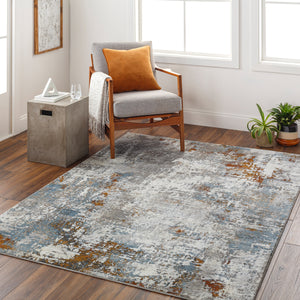 Allegro Plus AGP-2304 9'2" x 12' Machine Woven Rug AGP2304-9212  Ivory, Charcoal, Black, Navy, Amber, Rust Surya