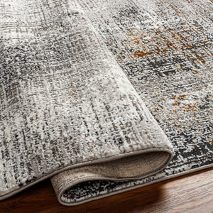 Allegro Plus AGP-2305 9'2" x 12' Machine Woven Rug AGP2305-9212  Ivory, Charcoal, Black, Light Gray, Amber, Rust Surya