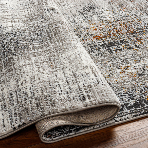 Allegro Plus AGP-2305 9'2" x 12' Machine Woven Rug AGP2305-9212  Ivory, Charcoal, Black, Light Gray, Amber, Rust Surya