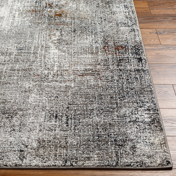Allegro Plus AGP-2305 9'2" x 12' Machine Woven Rug AGP2305-9212  Ivory, Charcoal, Black, Light Gray, Amber, Rust Surya