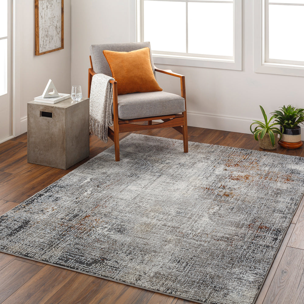 Allegro Plus AGP-2305 9'2" x 12' Machine Woven Rug AGP2305-9212  Ivory, Charcoal, Black, Light Gray, Amber, Rust Surya