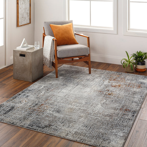 Allegro Plus AGP-2305 9'2" x 12' Machine Woven Rug AGP2305-9212  Ivory, Charcoal, Black, Light Gray, Amber, Rust Surya